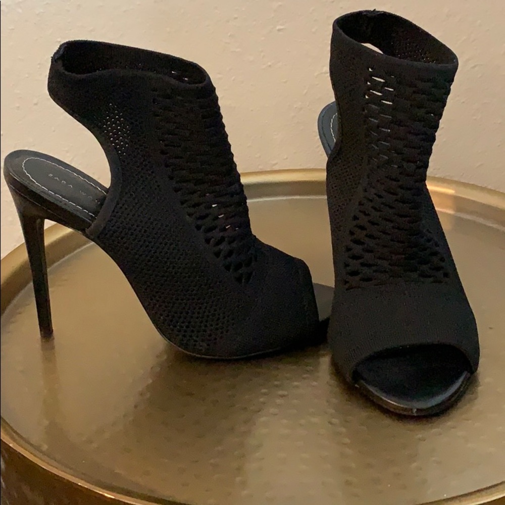 Zara sock black heels